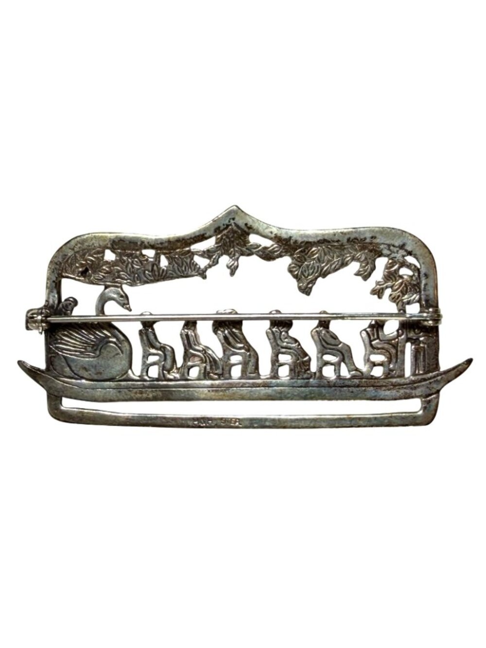 Vintage Hand & Hammer H&H de mMatteo Sterling Silver Swan Boat Pin Brooch US Fla - Picture 2 of 6